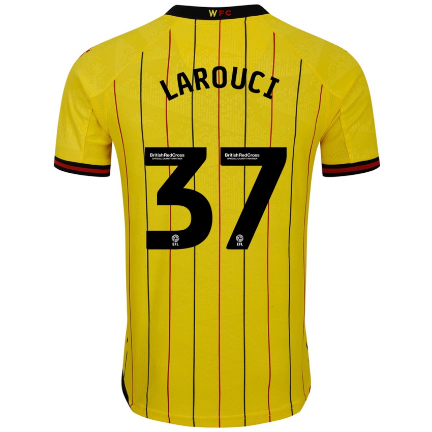 Niño Camiseta Yasser Larouci #37 Amarillo Negro 1ª Equipación 2024/25 La Camisa México