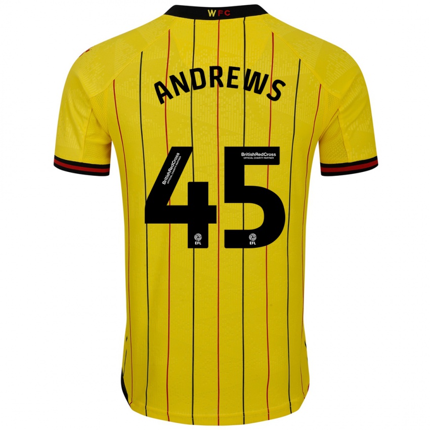 Niño Camiseta Ryan Andrews #45 Amarillo Negro 1ª Equipación 2024/25 La Camisa México