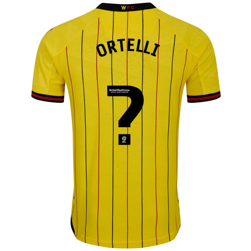 Niño Camiseta Gabriel Ortelli #0 Amarillo Negro 1ª Equipación 2024/25 La Camisa México