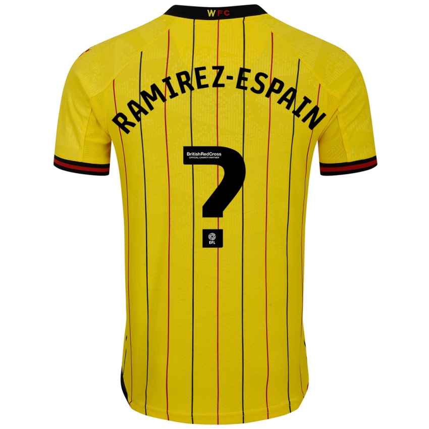 Niño Camiseta Leo Ramirez-Espain #0 Amarillo Negro 1ª Equipación 2024/25 La Camisa México