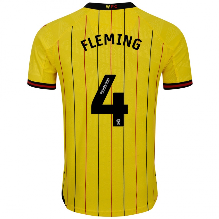 Niño Camiseta Charlotte Fleming #4 Amarillo Negro 1ª Equipación 2024/25 La Camisa México