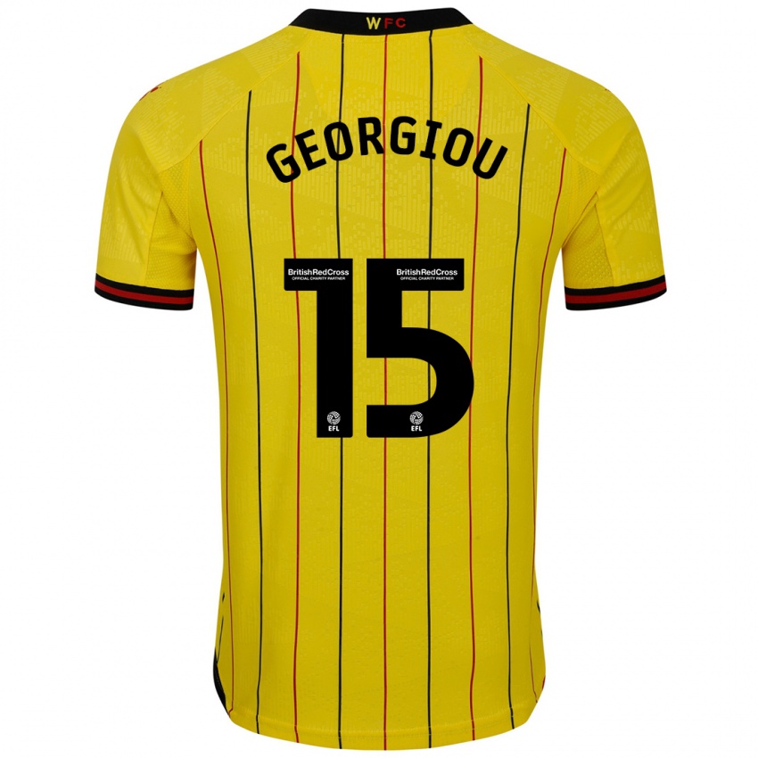 Niño Camiseta Andria Georgiou #15 Amarillo Negro 1ª Equipación 2024/25 La Camisa México