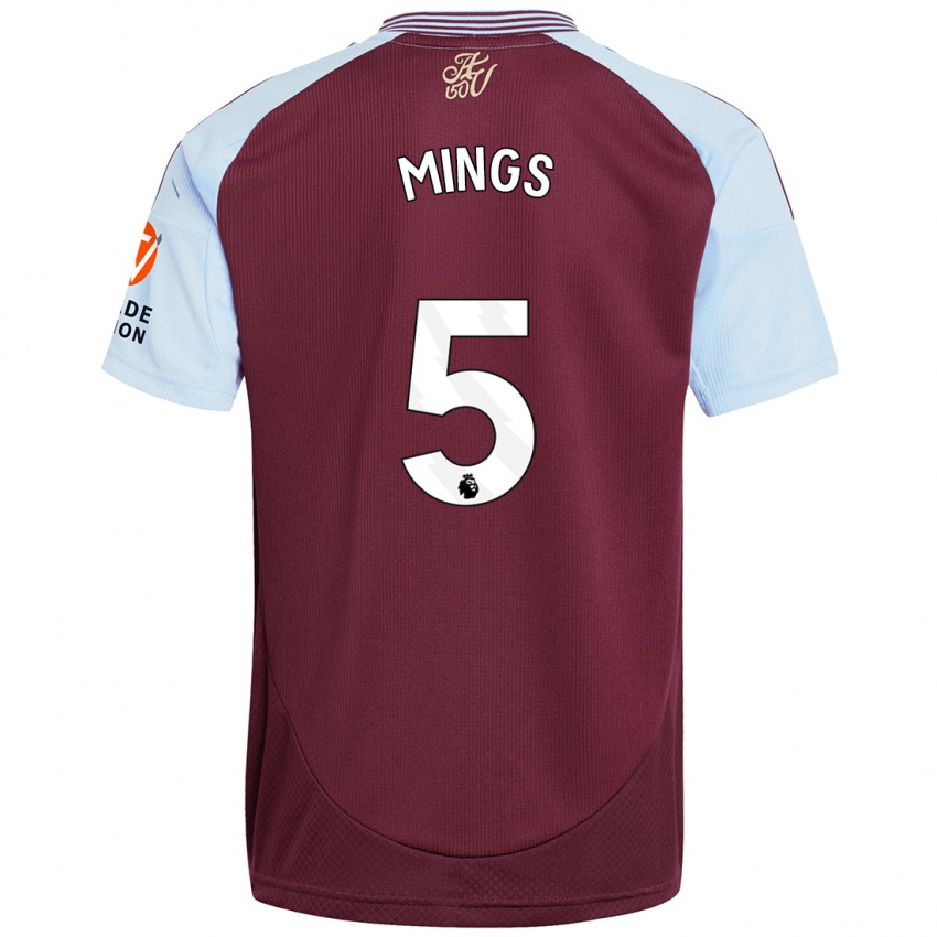 Niño Camiseta Tyrone Mings #5 Borgoña Azul Cielo 1ª Equipación 2024/25 La Camisa México