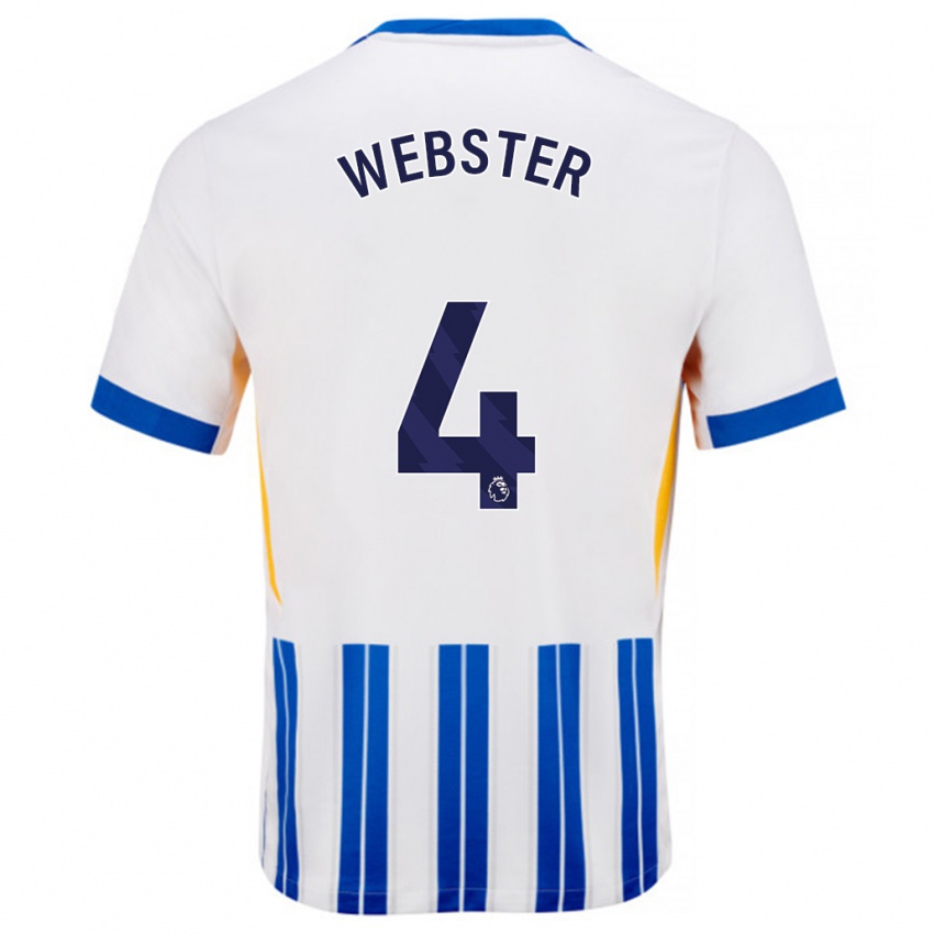 Niño Camiseta Adam Webster #4 Blanco Azul Rayas 1ª Equipación 2024/25 La Camisa México