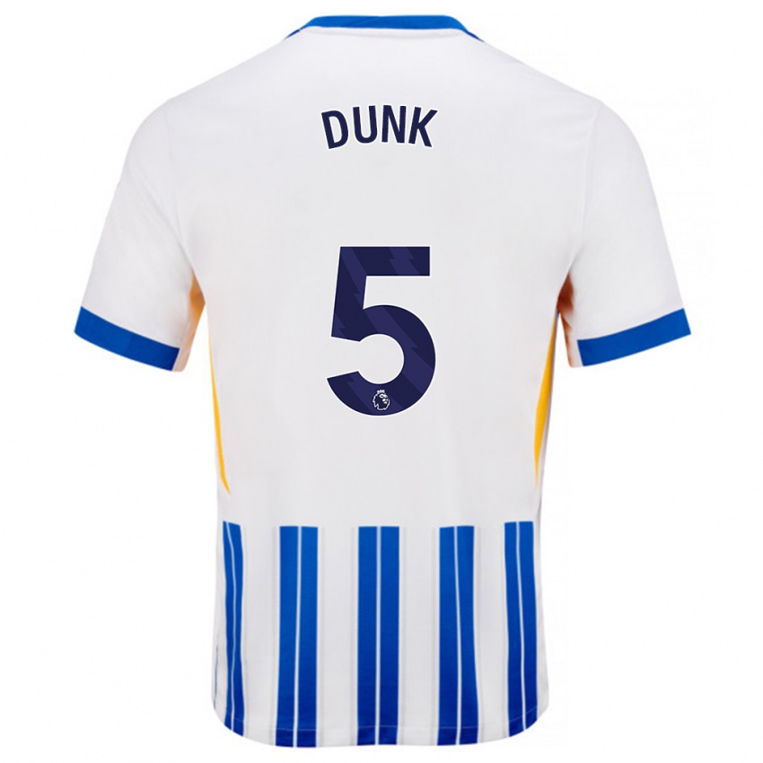 Niño Camiseta Lewis Dunk #5 Blanco Azul Rayas 1ª Equipación 2024/25 La Camisa México