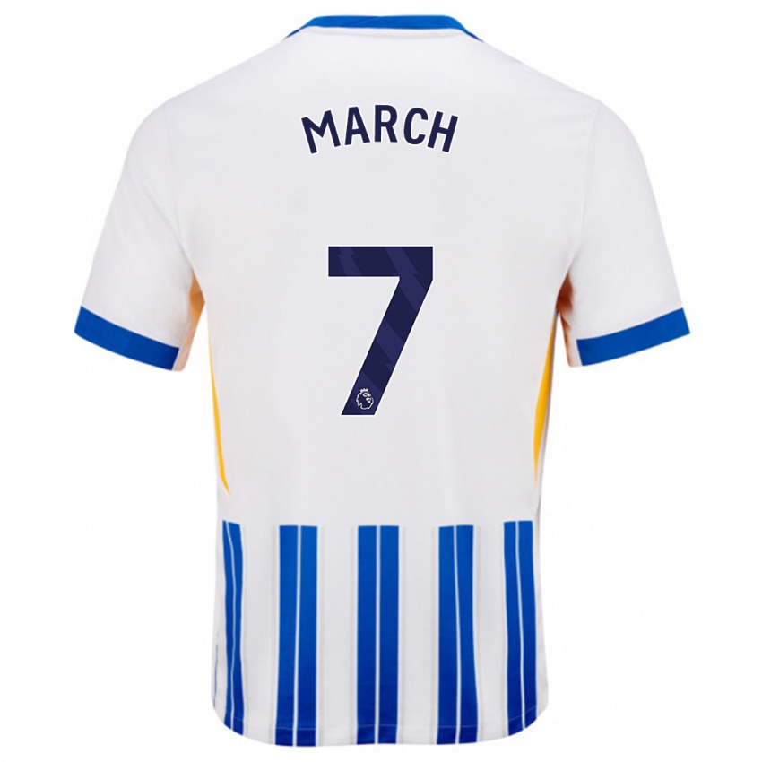 Niño Camiseta Solly March #7 Blanco Azul Rayas 1ª Equipación 2024/25 La Camisa México