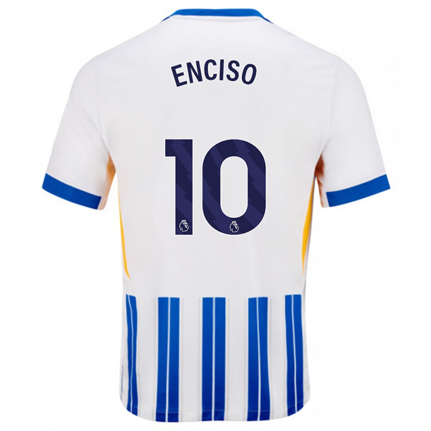 Niño Camiseta Julio Enciso #10 Blanco Azul Rayas 1ª Equipación 2024/25 La Camisa México