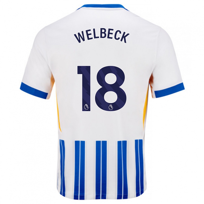 Niño Camiseta Danny Welbeck #18 Blanco Azul Rayas 1ª Equipación 2024/25 La Camisa México