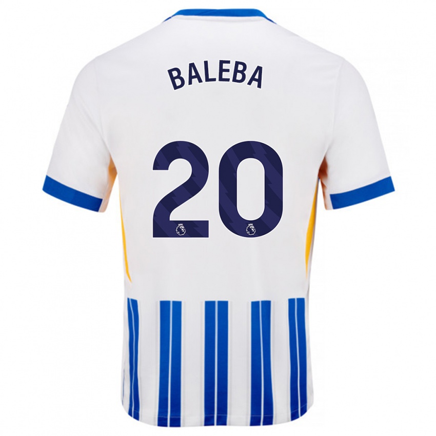 Niño Camiseta Carlos Baleba #20 Blanco Azul Rayas 1ª Equipación 2024/25 La Camisa México