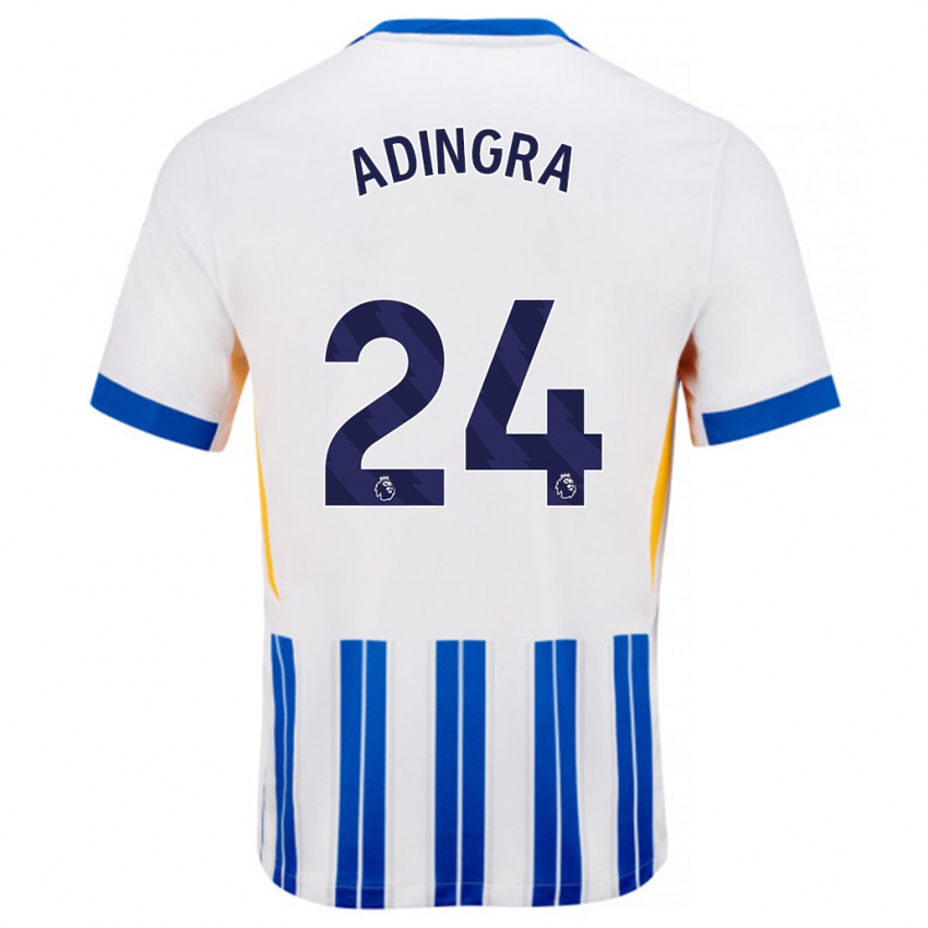 Niño Camiseta Simon Adingra #24 Blanco Azul Rayas 1ª Equipación 2024/25 La Camisa México