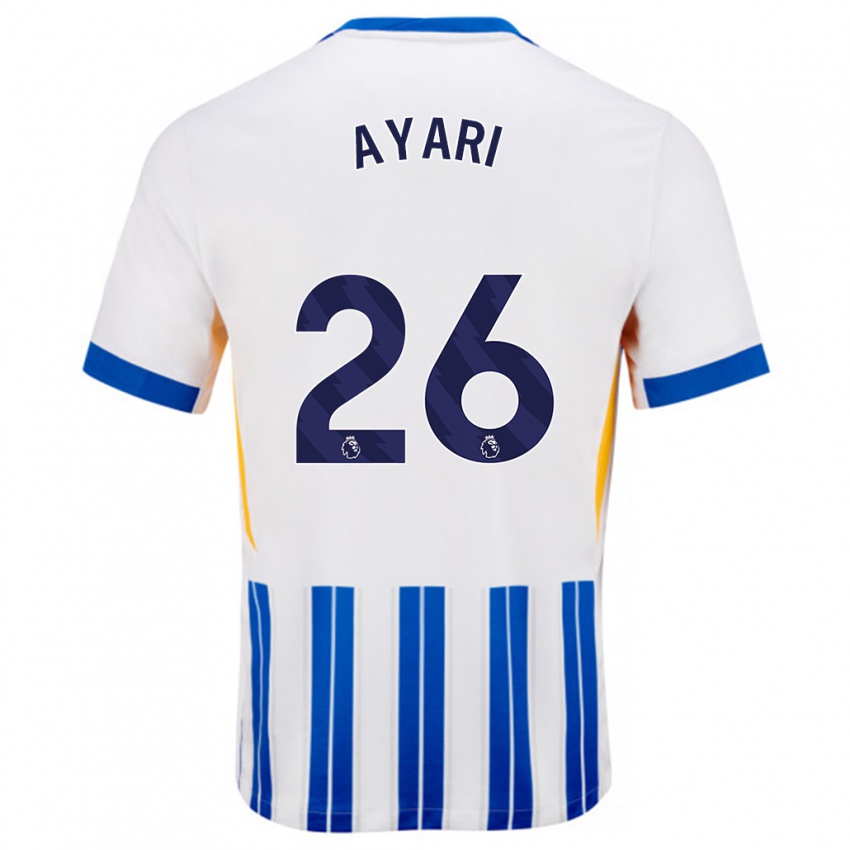 Niño Camiseta Yasin Ayari #26 Blanco Azul Rayas 1ª Equipación 2024/25 La Camisa México