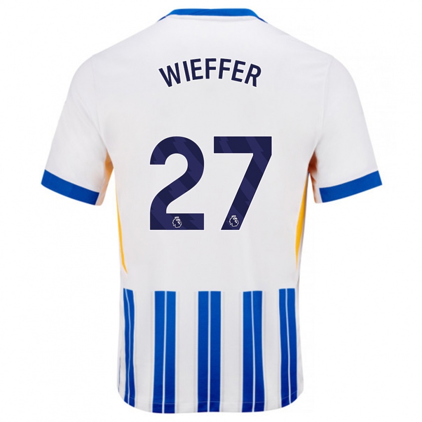 Niño Camiseta Mats Wieffer #27 Blanco Azul Rayas 1ª Equipación 2024/25 La Camisa México