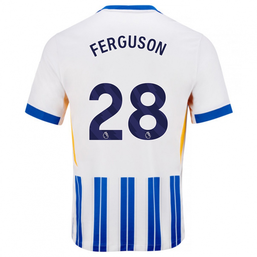 Niño Camiseta Evan Ferguson #28 Blanco Azul Rayas 1ª Equipación 2024/25 La Camisa México