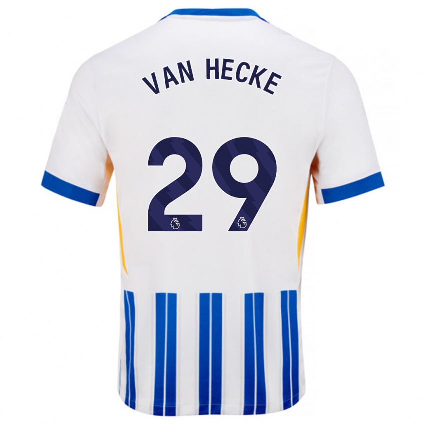 Niño Camiseta Jan Paul Van Hecke #29 Blanco Azul Rayas 1ª Equipación 2024/25 La Camisa México