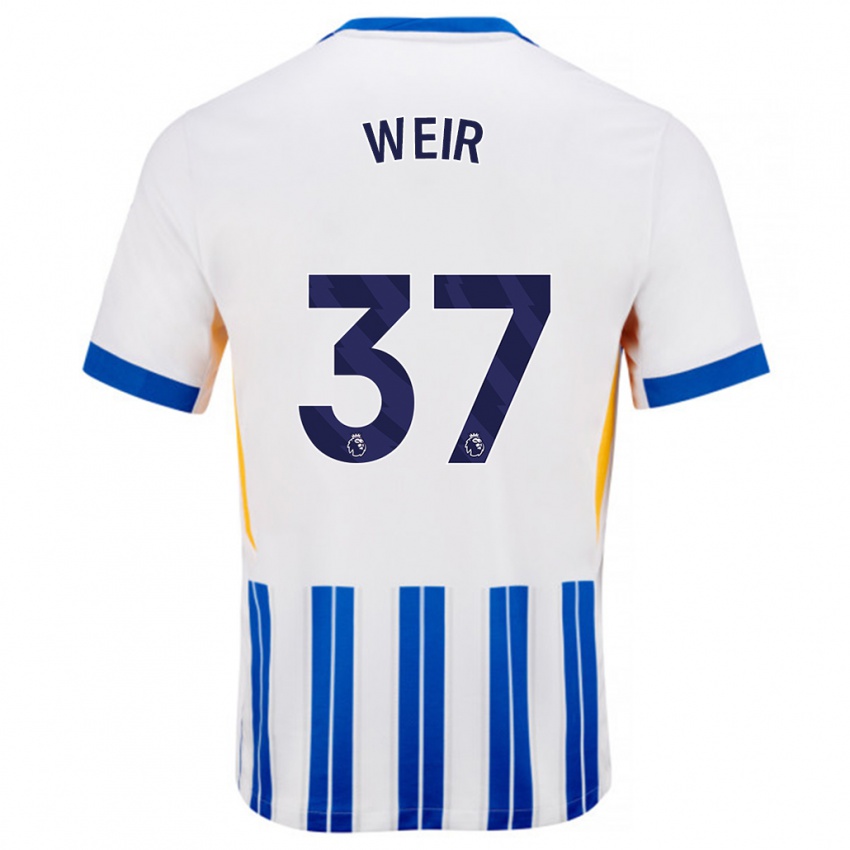 Niño Camiseta Jensen Weir #37 Blanco Azul Rayas 1ª Equipación 2024/25 La Camisa México