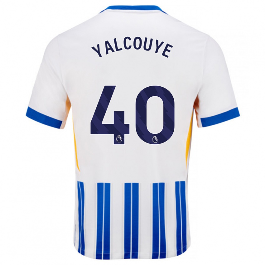 Niño Camiseta Malick Junior Yalcouyé #40 Blanco Azul Rayas 1ª Equipación 2024/25 La Camisa México