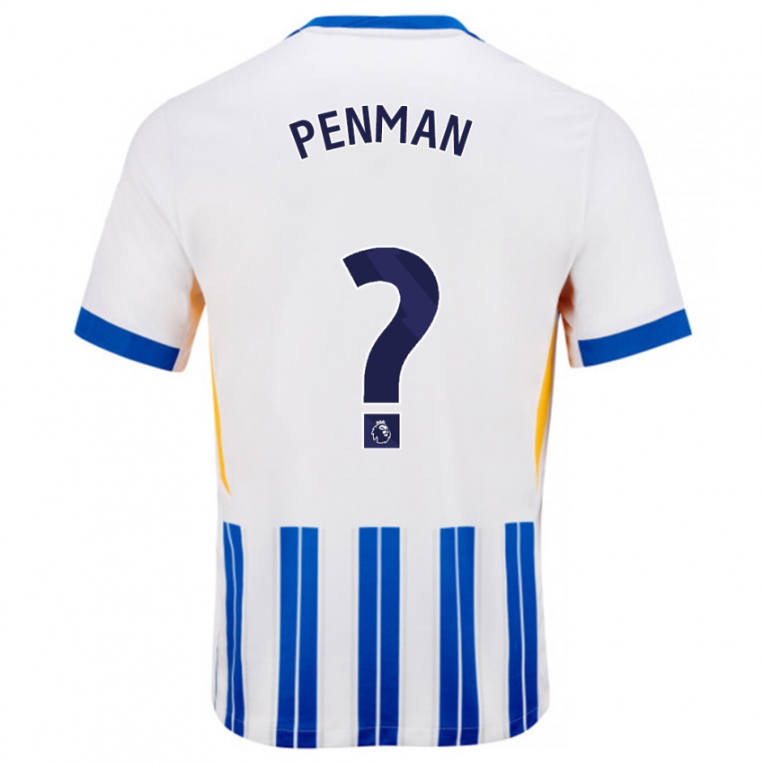 Niño Camiseta Charlie Penman #0 Blanco Azul Rayas 1ª Equipación 2024/25 La Camisa México