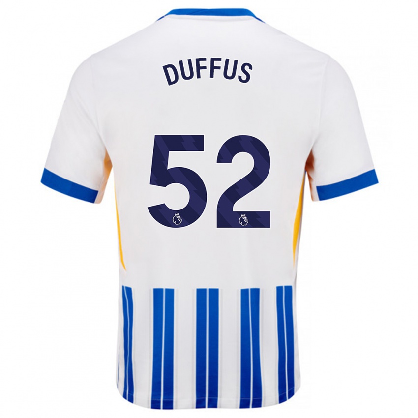 Niño Camiseta Josh Duffus #52 Blanco Azul Rayas 1ª Equipación 2024/25 La Camisa México