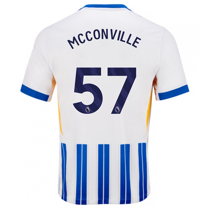 Niño Camiseta Ruairi Mcconville #57 Blanco Azul Rayas 1ª Equipación 2024/25 La Camisa México