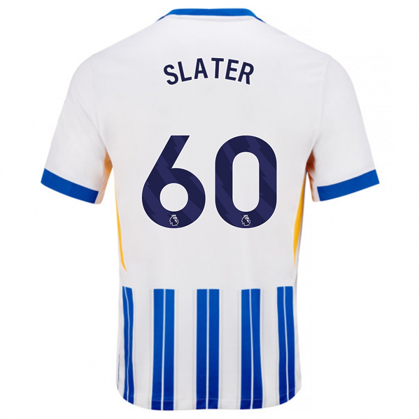 Niño Camiseta Jacob Slater #60 Blanco Azul Rayas 1ª Equipación 2024/25 La Camisa México