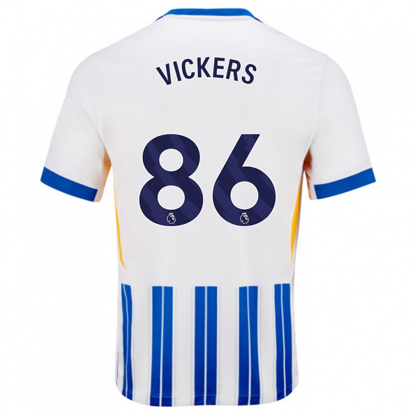 Niño Camiseta Jacob Vickers #86 Blanco Azul Rayas 1ª Equipación 2024/25 La Camisa México