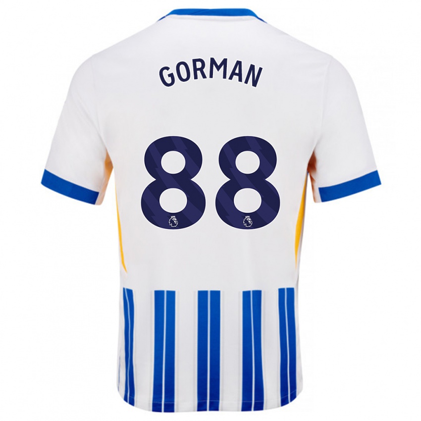 Niño Camiseta Ronnie Gorman #88 Blanco Azul Rayas 1ª Equipación 2024/25 La Camisa México