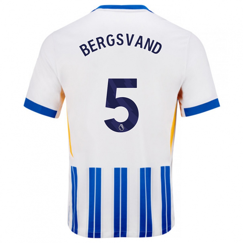 Niño Camiseta Guro Bergsvand #5 Blanco Azul Rayas 1ª Equipación 2024/25 La Camisa México