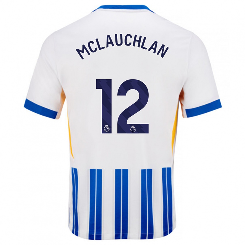 Niño Camiseta Rachel Mclauchlan #12 Blanco Azul Rayas 1ª Equipación 2024/25 La Camisa México