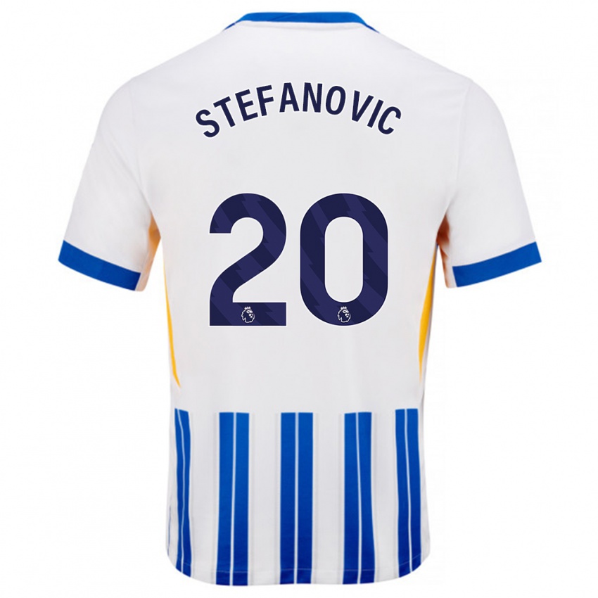 Niño Camiseta Dejana Stefanović #20 Blanco Azul Rayas 1ª Equipación 2024/25 La Camisa México