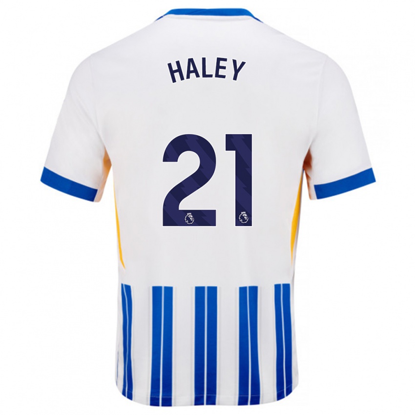 Niño Camiseta Madison Haley #21 Blanco Azul Rayas 1ª Equipación 2024/25 La Camisa México