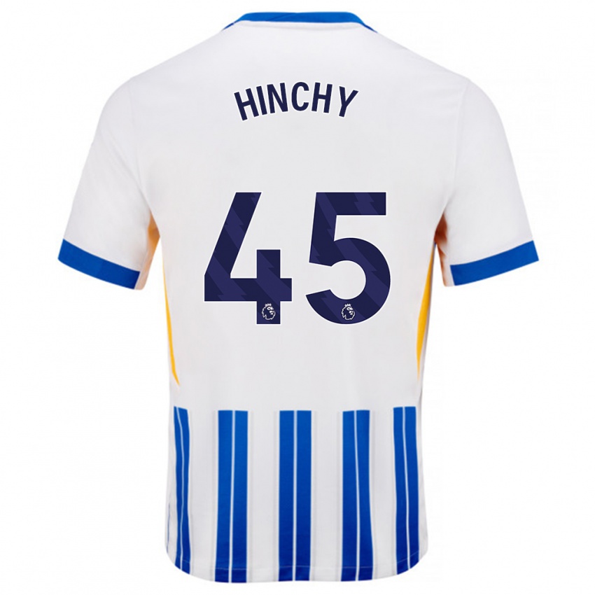 Niño Camiseta Jack Hinchy #45 Blanco Azul Rayas 1ª Equipación 2024/25 La Camisa México