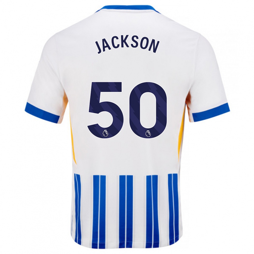 Niño Camiseta Ben Jackson #50 Blanco Azul Rayas 1ª Equipación 2024/25 La Camisa México