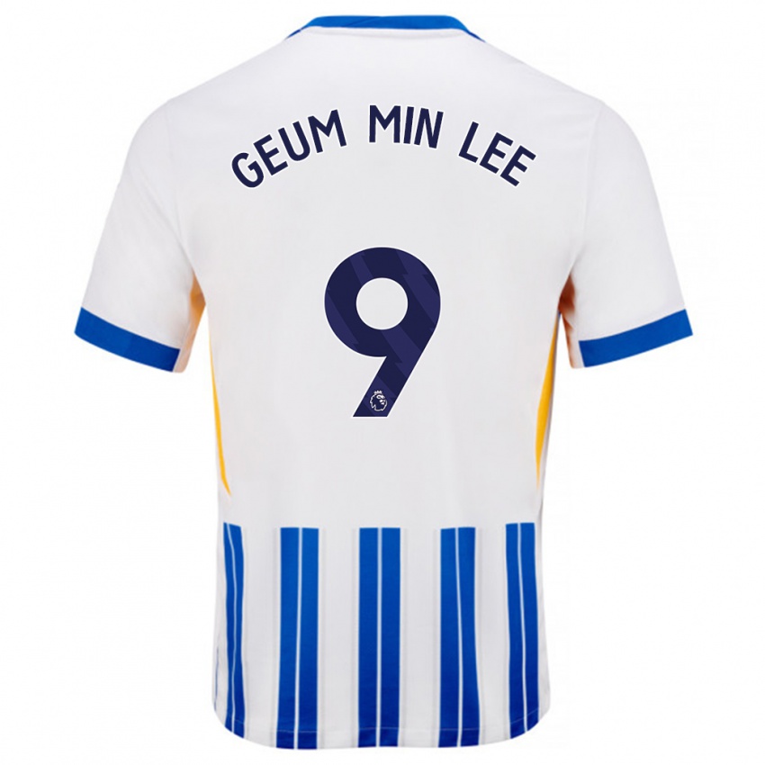 Niño Camiseta Lee Geum-Min #9 Blanco Azul Rayas 1ª Equipación 2024/25 La Camisa México