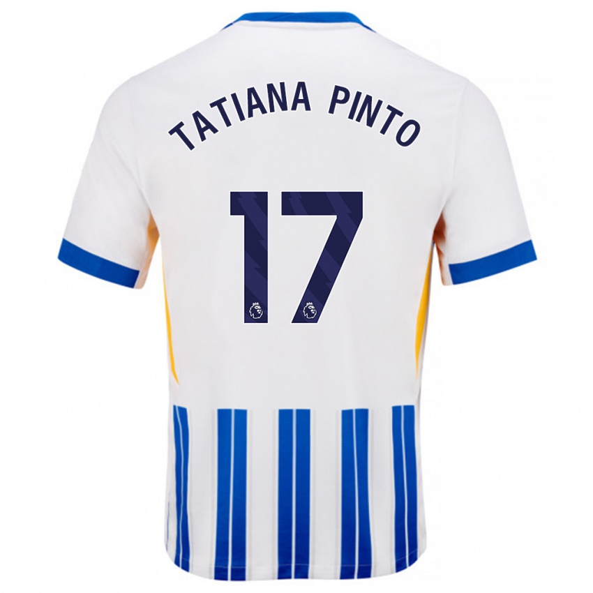 Niño Camiseta Tatiana Vanessa Ferreira Pinto #17 Blanco Azul Rayas 1ª Equipación 2024/25 La Camisa México