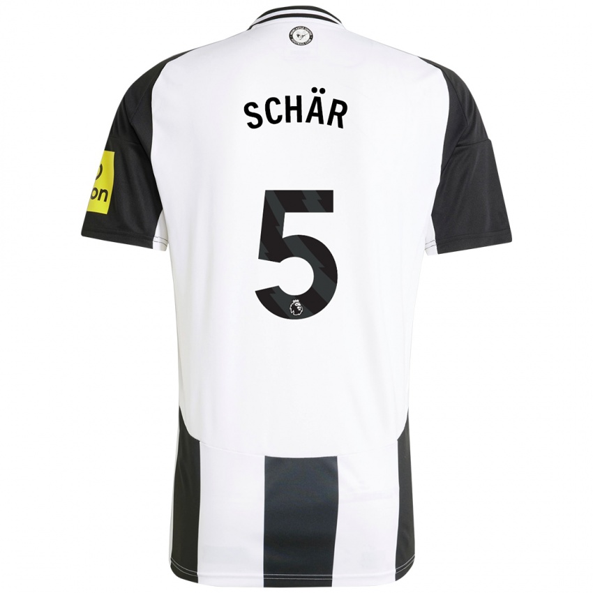 Niño Camiseta Fabian Schär #5 Blanco Negro 1ª Equipación 2024/25 La Camisa México