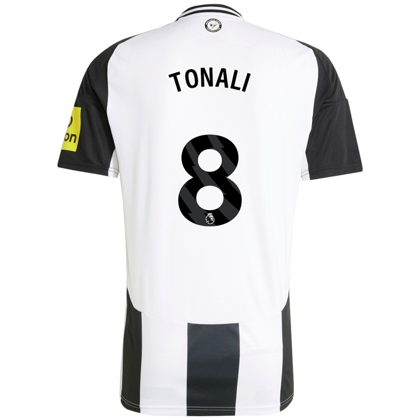 Niño Camiseta Sandro Tonali #8 Blanco Negro 1ª Equipación 2024/25 La Camisa México