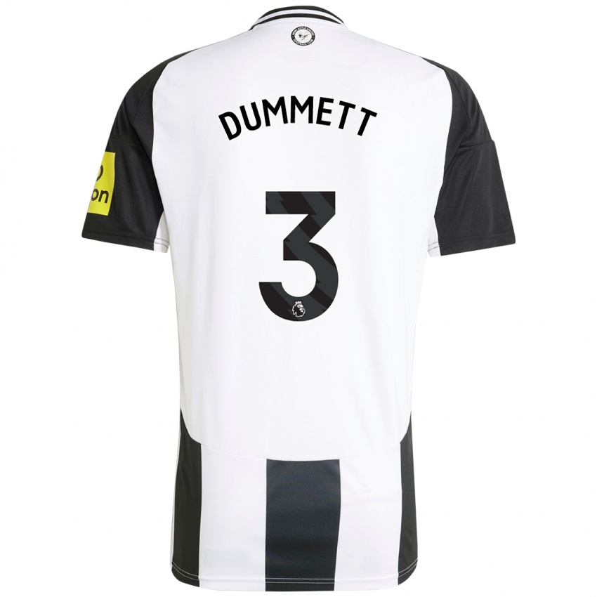 Niño Camiseta Paul Dummett #3 Blanco Negro 1ª Equipación 2024/25 La Camisa México