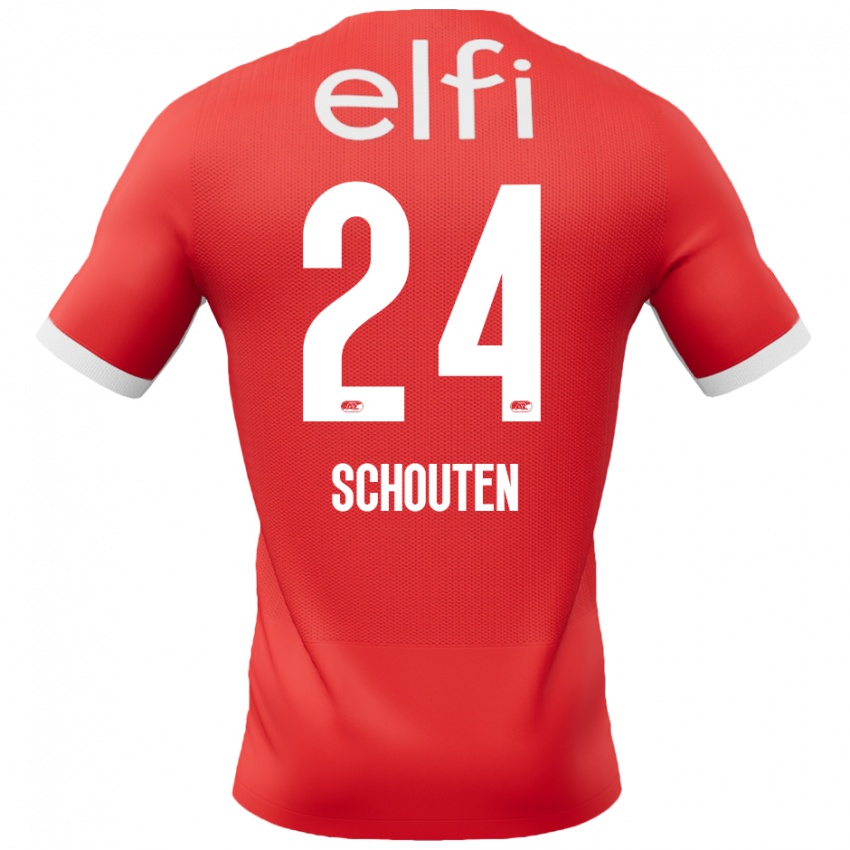 Niño Camiseta Lewis Schouten #24 Rojo Blanco 1ª Equipación 2024/25 La Camisa México