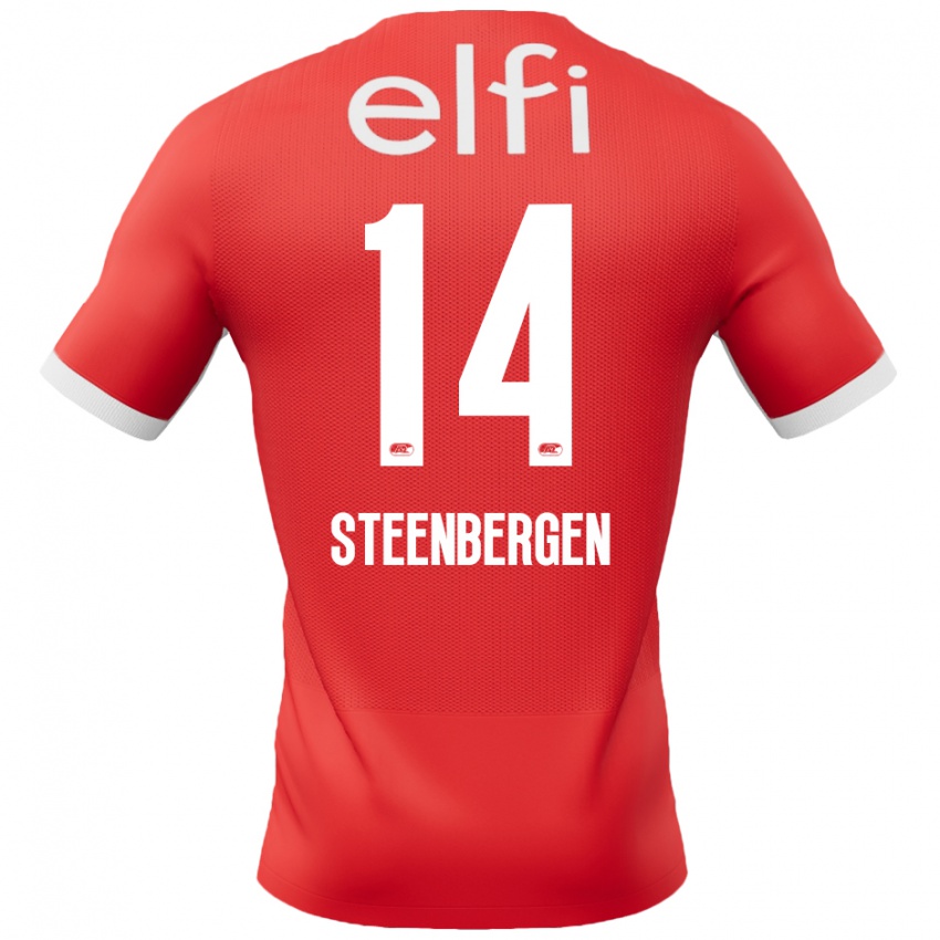 Niño Camiseta Thom Steenbergen #14 Rojo Blanco 1ª Equipación 2024/25 La Camisa México