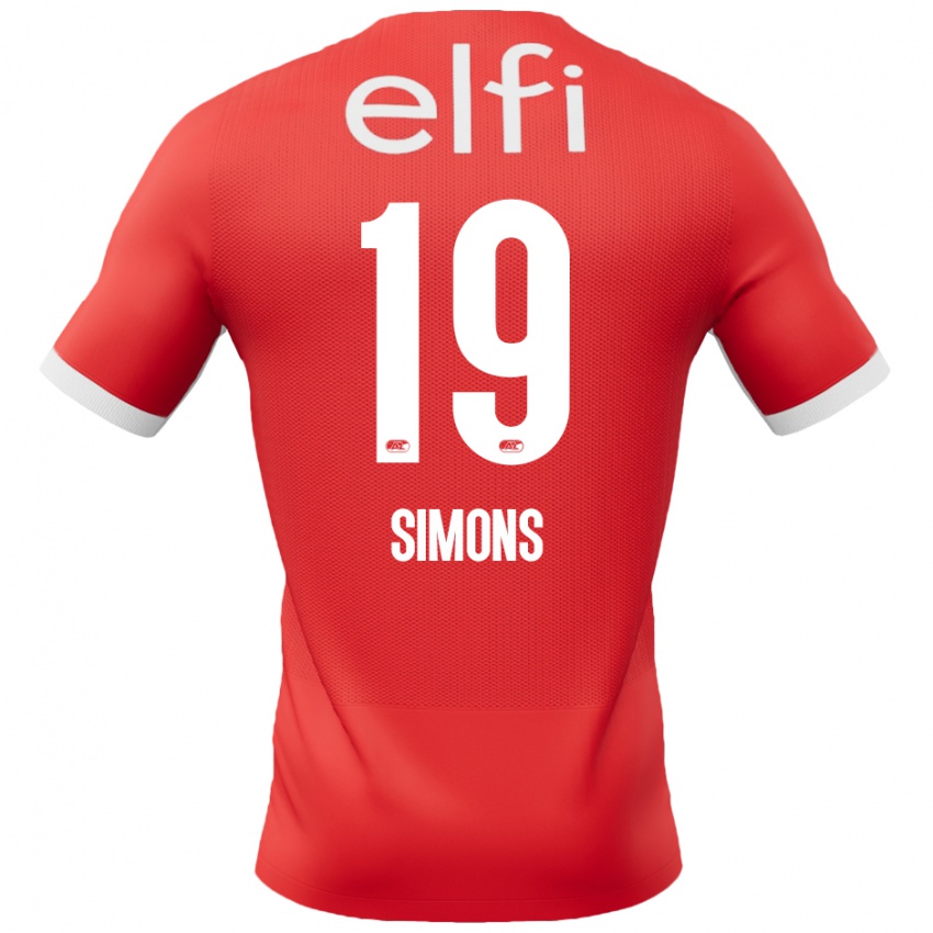 Niño Camiseta Saviola Simons #19 Rojo Blanco 1ª Equipación 2024/25 La Camisa México