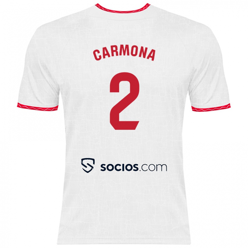 Niño Camiseta José Ángel Carmona #2 Blanco Rojo 1ª Equipación 2024/25 La Camisa México