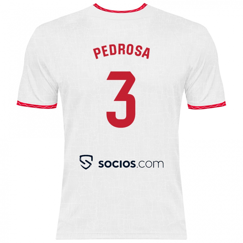 Niño Camiseta Adrià Pedrosa #3 Blanco Rojo 1ª Equipación 2024/25 La Camisa México