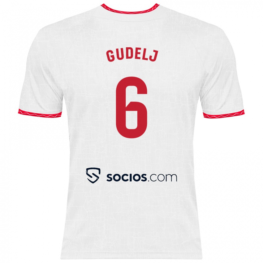 Niño Camiseta Nemanja Gudelj #6 Blanco Rojo 1ª Equipación 2024/25 La Camisa México