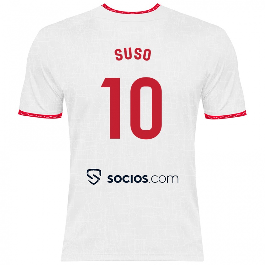 Niño Camiseta Suso #10 Blanco Rojo 1ª Equipación 2024/25 La Camisa México