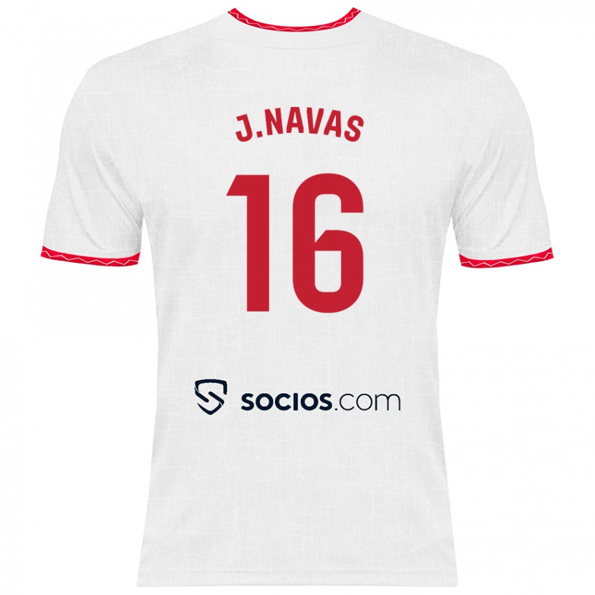 Niño Camiseta Jesús Navas #16 Blanco Rojo 1ª Equipación 2024/25 La Camisa México