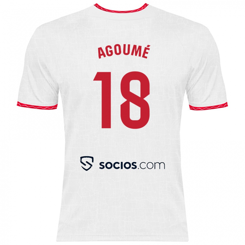 Niño Camiseta Lucien Agoume #18 Blanco Rojo 1ª Equipación 2024/25 La Camisa México