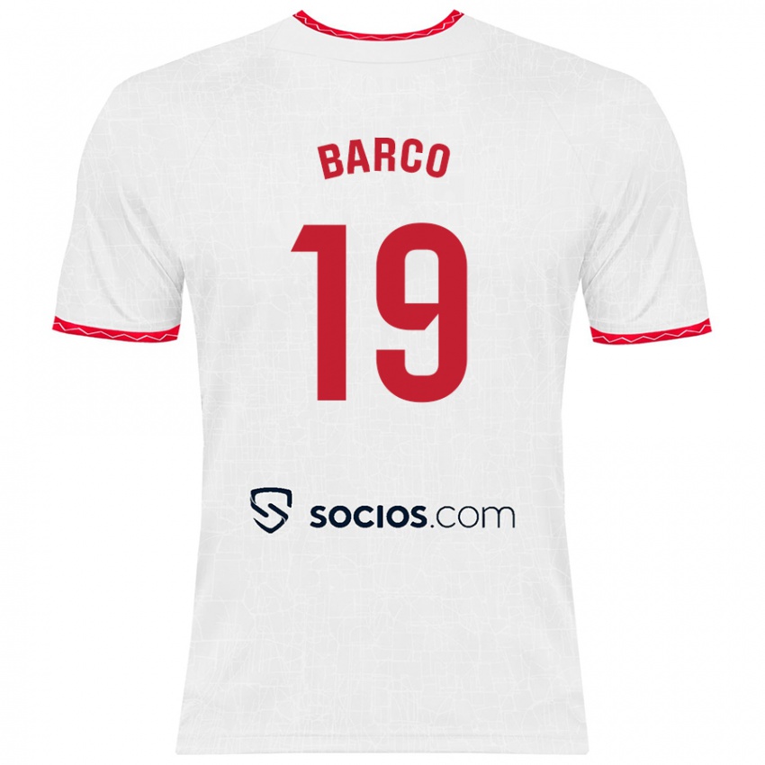 Niño Camiseta Valentin Barco #19 Blanco Rojo 1ª Equipación 2024/25 La Camisa México