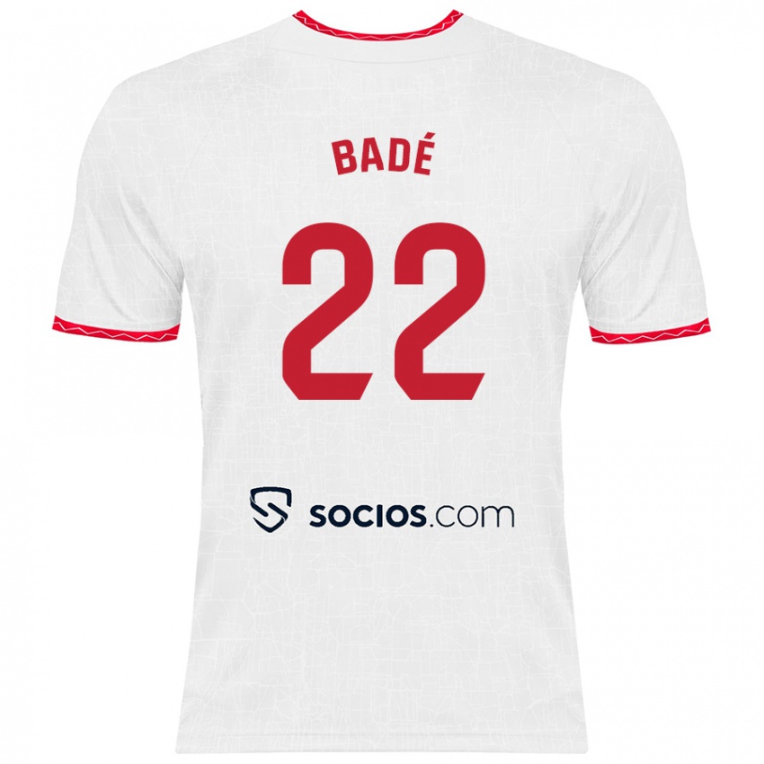 Niño Camiseta Loïc Badé #22 Blanco Rojo 1ª Equipación 2024/25 La Camisa México