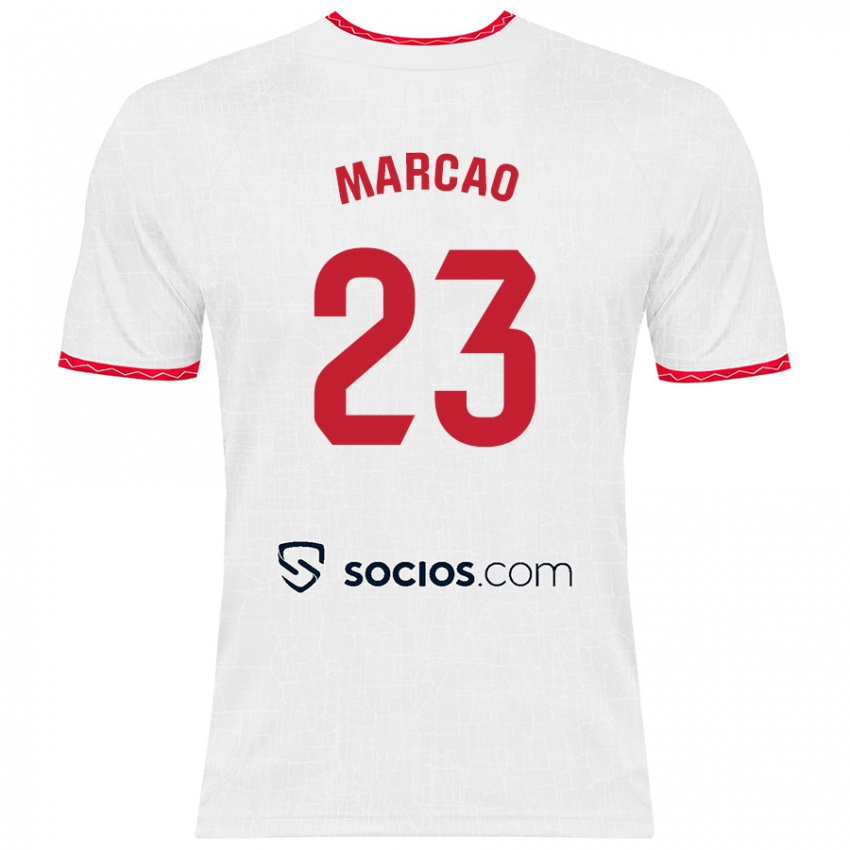 Niño Camiseta Marcão #23 Blanco Rojo 1ª Equipación 2024/25 La Camisa México