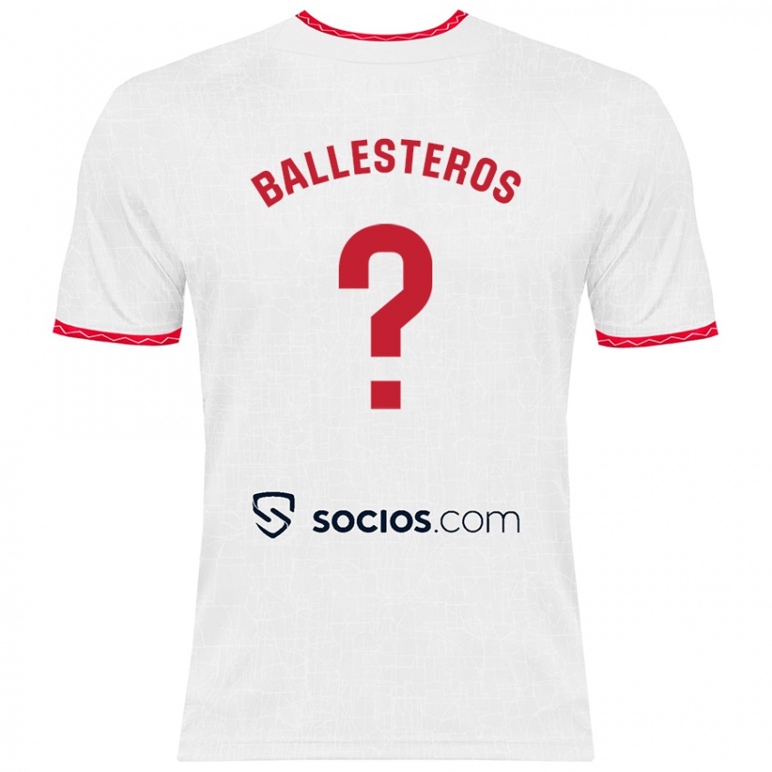 Niño Camiseta Gonzalo Ballesteros #0 Blanco Rojo 1ª Equipación 2024/25 La Camisa México